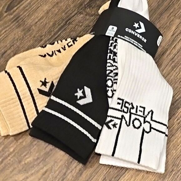 Converse 3-PK  Logo Chevron Star Half Cushion Crew Socks - Picture 2 of 5